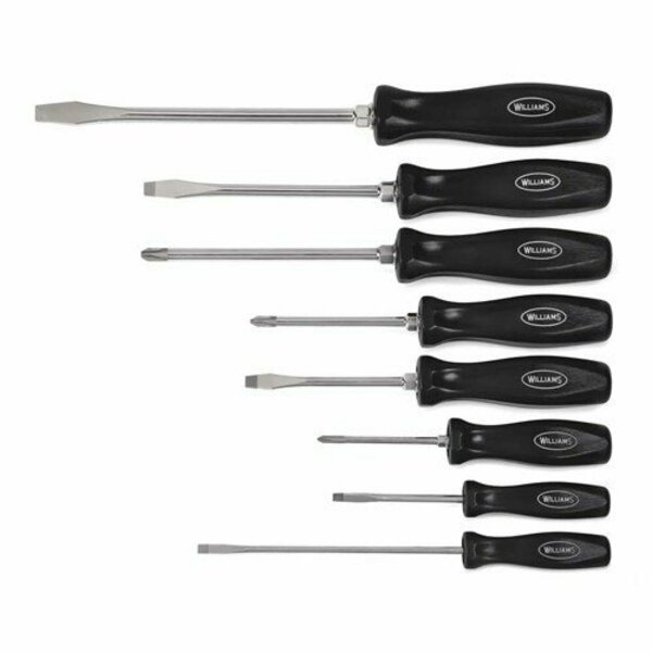 Williams Screwdriver Set, Slotted, Phillips, Alloy Steel, 8 Pieces JHW100P-8MD